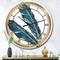 Designart Gold & Indigo Feathers III Glam Wall Clock